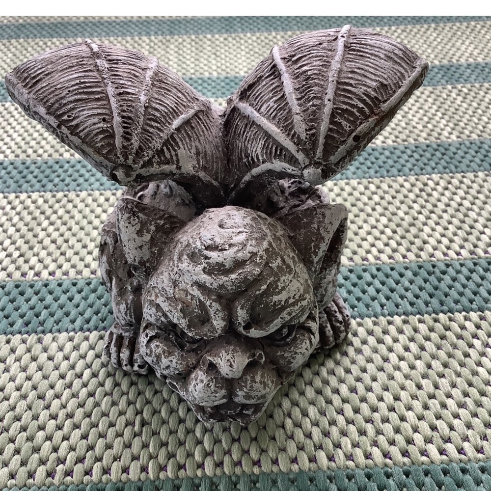 Cement Gargoyle Statue Winged Garden Ornament Gothic Decor Grey